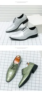 Vues latérale et de dessus de chaussures Richelieu en cuir verni pour hommes
