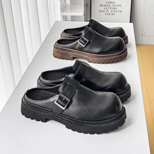 Mules de cuero para hombre estilo Birken con hebilla y suela gruesa
