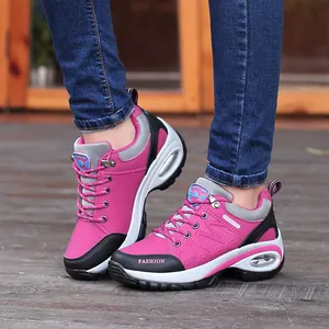 Zapatillas con plataforma rosa para mujer con amortiguación de aire para caminar al aire libre