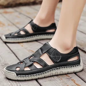 Elegantes sandalias planas tejidas de estilo romano para mujer, playa de verano