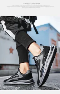 Dettaglio delle sneakers chunky da uomo con tomaia in pelle nera e inserti grigi
