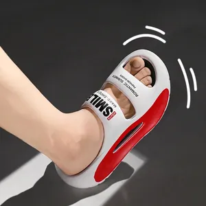 Comfortable white and red sporty EVA slides with soft cushioning for summer beach and casual wear