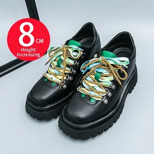 Scarpe Casual in Pelle da Uomo Stile Britannico con Altezza Interna Nascosta Suola Spessa Lacci Colorati Eleganti Pelle PU Traspirante Scarpe Oxford Antiscivolo