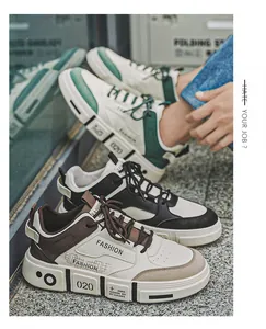 Close-up detail of trendy men's sneakers in green, black, and brown colorways