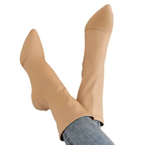 Elegante beige spitze Stretch-Sockenstiefel für Damen, modische Herbst-Winterschuhe