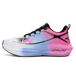 Zapatillas deportivas de punto transpirable con degradado azul y rosa y suela gruesa