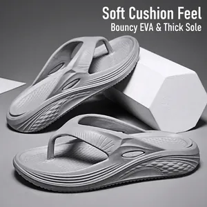 Graue Herren Flip-Flops mit dicker Sohle für Strand und Outdoor-Sport