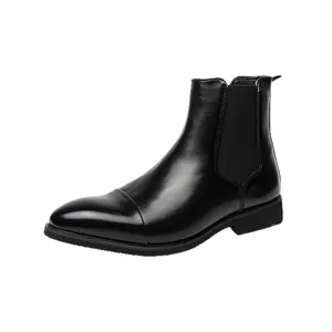 Classic black leather Martin boots for men with vintage motorcycle style and thick sole