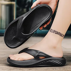 Extra weiche schwarze Herren-Flip-Flops mit rutschfester Sohle für Strand und Freizeit