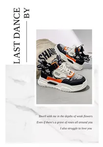 Sneaker alte da uomo alla moda con inserti di tendenza in arancione e nero vivace