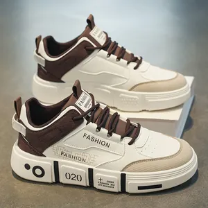 Trendy men's sneakers with chunky soles and brown accents in a casual board shoe style