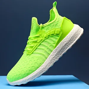 Unisex Ultra-light Running Shoes Flying Knit Mesh Breathable Sneakers Summer Color Patchwork Casual Sport Shoes For Men Women