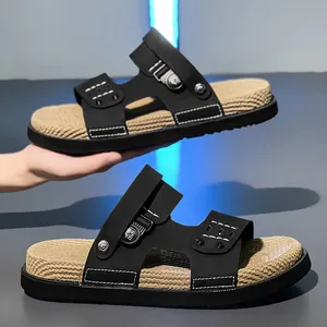 Men Casual Summer Beach Sandals Non-slip Dual-use EVA Thick Sole Slippers With Woven Texture Footbed Outdoor Walking Sandals