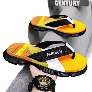 Men's non-slip outdoor beach flip-flops with a vibrant colorful sporty design and durable sole