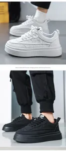 Black and white waterproof non-slip casual sneakers for men for work and street wear