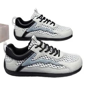 Sneaker casual da uomo in mesh traspirante con design leggero grigio nero e suola morbida