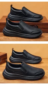 Elegante schwarze Herren-Leder-Slipper für Freizeit und geschäftliche Anlässe