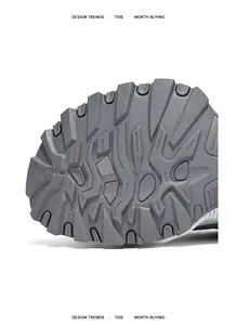 Close-up of durable non-slip rubber sole for men's thick-sole sneakers
