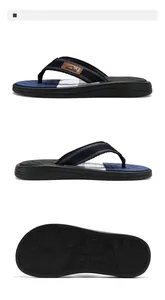 Detaillierte Ansichten von rutschfesten Herren-Strand-Flip-Flops aus verschiedenen Winkeln.