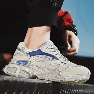 Scarpe da ginnastica traspiranti stile dad shoe da uomo con finitura vintage bianca e blu