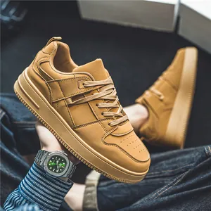 Heren Retro Workwear Casual Sneakers Microvezel Suede-Look Dikke Zool Lage Skateschoenen Ademende Effen Skateboard Schoenen