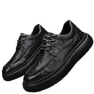 Durable black waterproof and non-slip men's work shoes for kitchen or casual driving wear