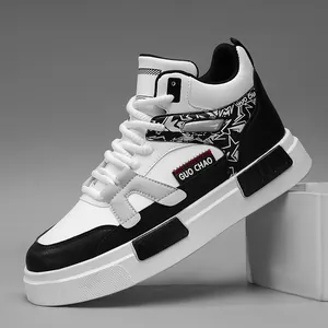 Sneakers Alte con Zeppa da Uomo Scarpe da Skate Casual a Blocchi di Colore Scarpe Sportive alla Moda Taglie Forti per Quotidiano