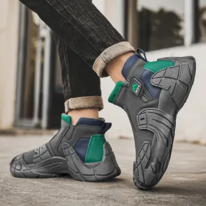 Duurzame antislip heren werkschoenen met rits aan de zijkant en een grove dikke zool