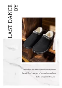 Gros plan sur des chaussures d'hiver en daim noir avec doublure en polaire