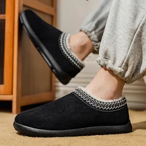 Chaussures d'hiver chaudes pour hommes en daim doublées de polaire et style ethnique