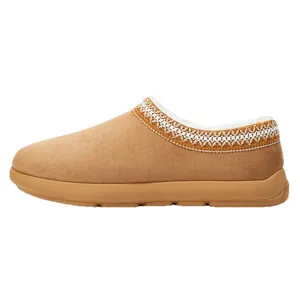 Chaussures d'hiver chaudes en daim pour hommes avec doublure en polaire et col brodé
