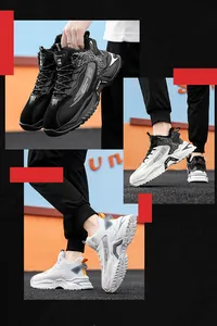 Vedute dettagliate delle sneakers alte invernali da uomo con calda fodera in pile