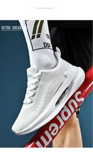 Detailed side view of white lightweight carbon plate running shoes for men