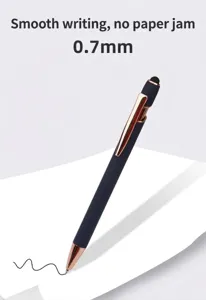 Stylo à bille rétractable en aluminium avec pointe 0,7 mm et accents or rose