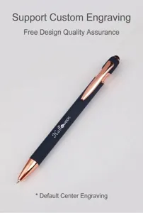 Stylo à bille en aluminium bleu marine avec touches rose doré et embout stylet, Halloween