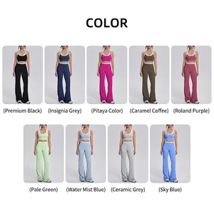 Detailed color options for the high-waisted contrast color yoga and fitness set