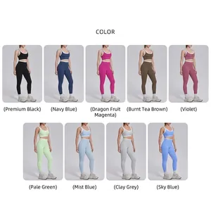 Detailed overview of available colors for the contrast high-waist yoga set options.