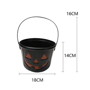 Spécifications détaillées du seau à bonbons citrouille d'Halloween noir pour enfants