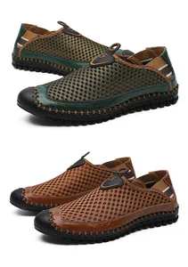 Ademende mesh casual instapschoenen voor heren met handgemaakte stiksels en F-logo