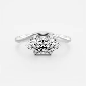 Elegante anello in argento sterling S925 con zircone taglio marquise per uno stile minimalista