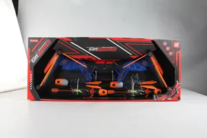 Confezione di un set di arco compound per bambini con frecce arancioni e luci LED