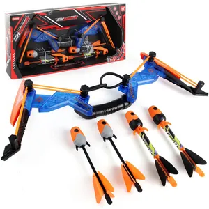 Set giocattolo arco composto per bambini con frecce e confezione in blu e arancione