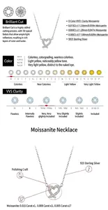 Detaillierte Infografik zu einer herzförmigen Moissanit-Halskette aus S925 Silber