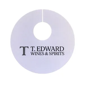 Segnabicchiere circolare in carta bianca con dettaglio logo T. Edward Wines & Spirits
