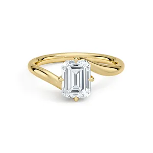 925 Sterlingsilber Ring Für Damen Herren Zirkonia Smaragdschliff Geometrischer Fingerring Galvanisierter Minimalistischer Modeschmuck