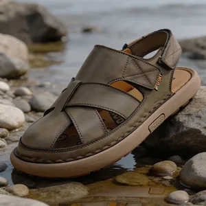 Heren Outdoor Strand Sandalen Casual Handgestikt Lichtgewicht Rubberen Zool Visser Sandalen Zomer Wandelschoenen Grote Maten