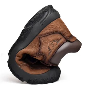 Heren Waterdichte Werklaarzen Echt Leer Schapenvacht Gevoerde High Top Outdoor Wandelschoenen Casual Modelaarzen Voor Heren