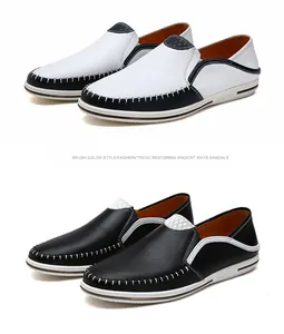 Handgemaakte heren lederen loafers in klassiek zwart en wit-zwart kleur opties