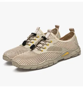 Ademende outdoor mesh waterschoenen voor heren met snelsluiting en zachte zool