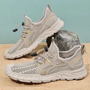Heren Mesh Ademende Sneakers Zomer Lichtgewicht Instapper Outdoor Sportschoenen Zachte Zool Antislip Opengewerkte Wandelschoenen Grote Maat Casual Sneakers